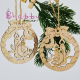 Decor Craciun - Ornament Brad Lemn Glob Decupat cu Fundita si Lumanari