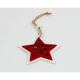 Set Ornament Brad Glob Lemn Steluta cu Fulgi de Nea rosu-alb- Decor Craciun