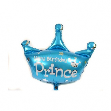 Balon Folie Coroana Happy Birthday Prince Bleu - Decor Eveniment