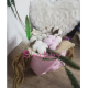 Aranjament Floral in Vas Venus roz Femeie - Flori Uscate Bumbac si Pene