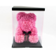 Ursulet din trandafiri roz 35 cm in cutie cadou