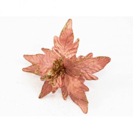 Decor Craciun - Craciunita Textil cu Sclipici Rose Gold 27 cm
