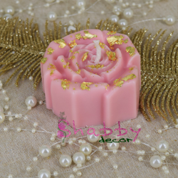 Lumanare Parfumata de Lux Ceara Soia Trandafir Roz cu Foita Aurie