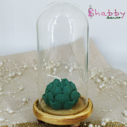 Cadou Cupola Sticla cu Lumanare Ceara Soia Parfumata Floare de Lotus verde