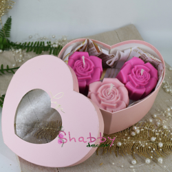 Set in Cutie Inima Lumanari Trandafir roz Parfumate